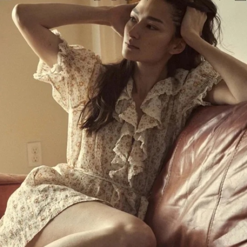 DOEN piper dress in alabaster calico xs